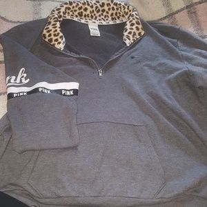 pink zip up pullover